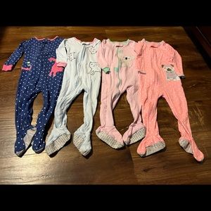 4 light weight Carters footie PJs size 18M